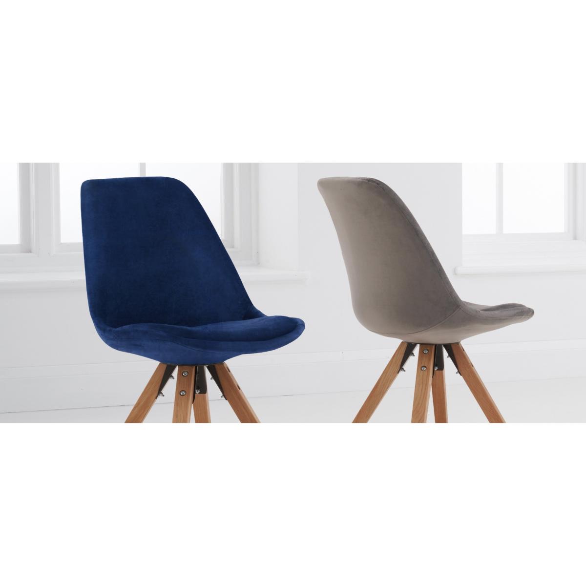 Oxford 120cm Solid Oak Dining Table with Oscar Velvet Chairs and Bench - Blue, 2 Chairs – image 13
