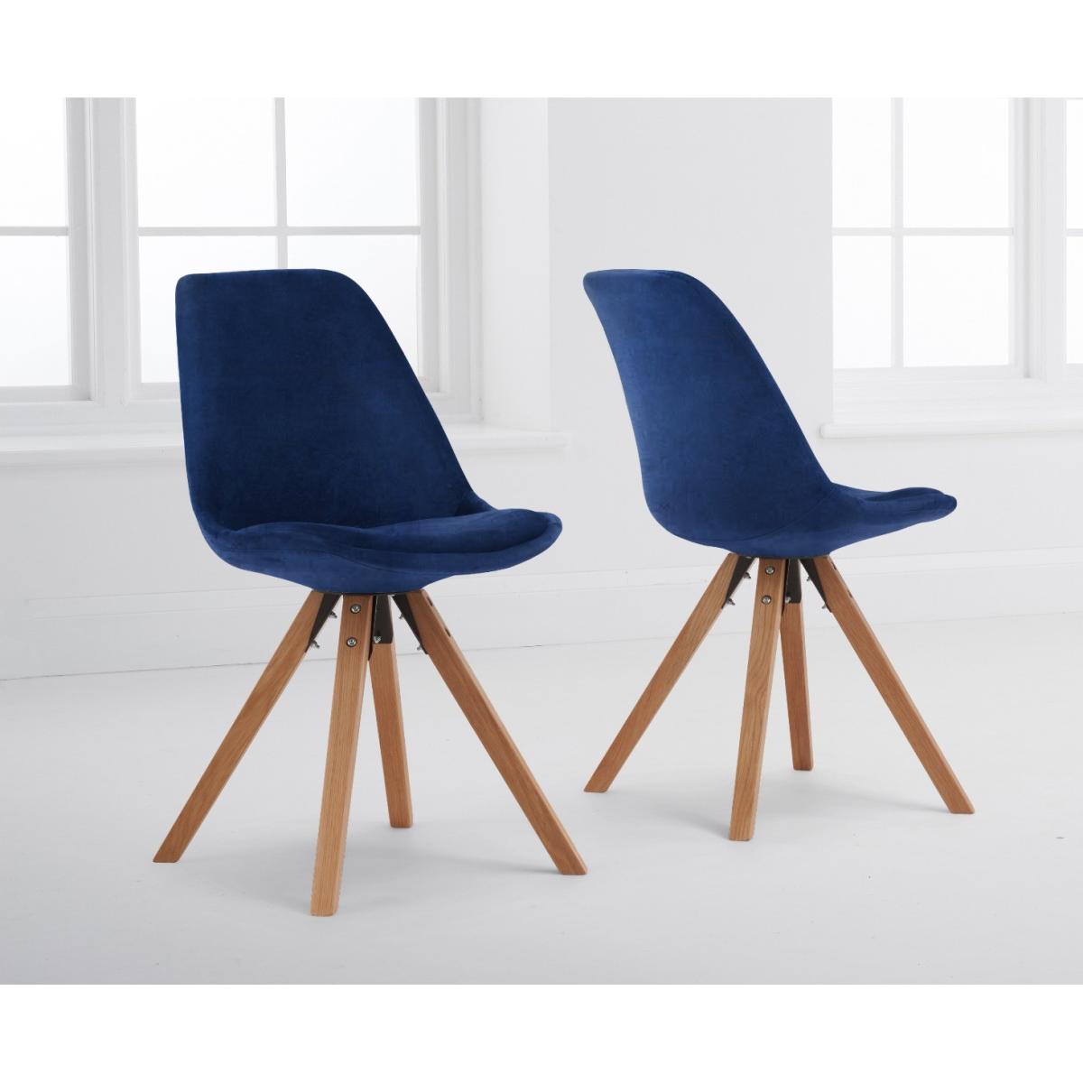 Oxford 120cm Solid Oak Dining Table with Oscar Velvet Chairs and Bench - Blue, 2 Chairs – image 8