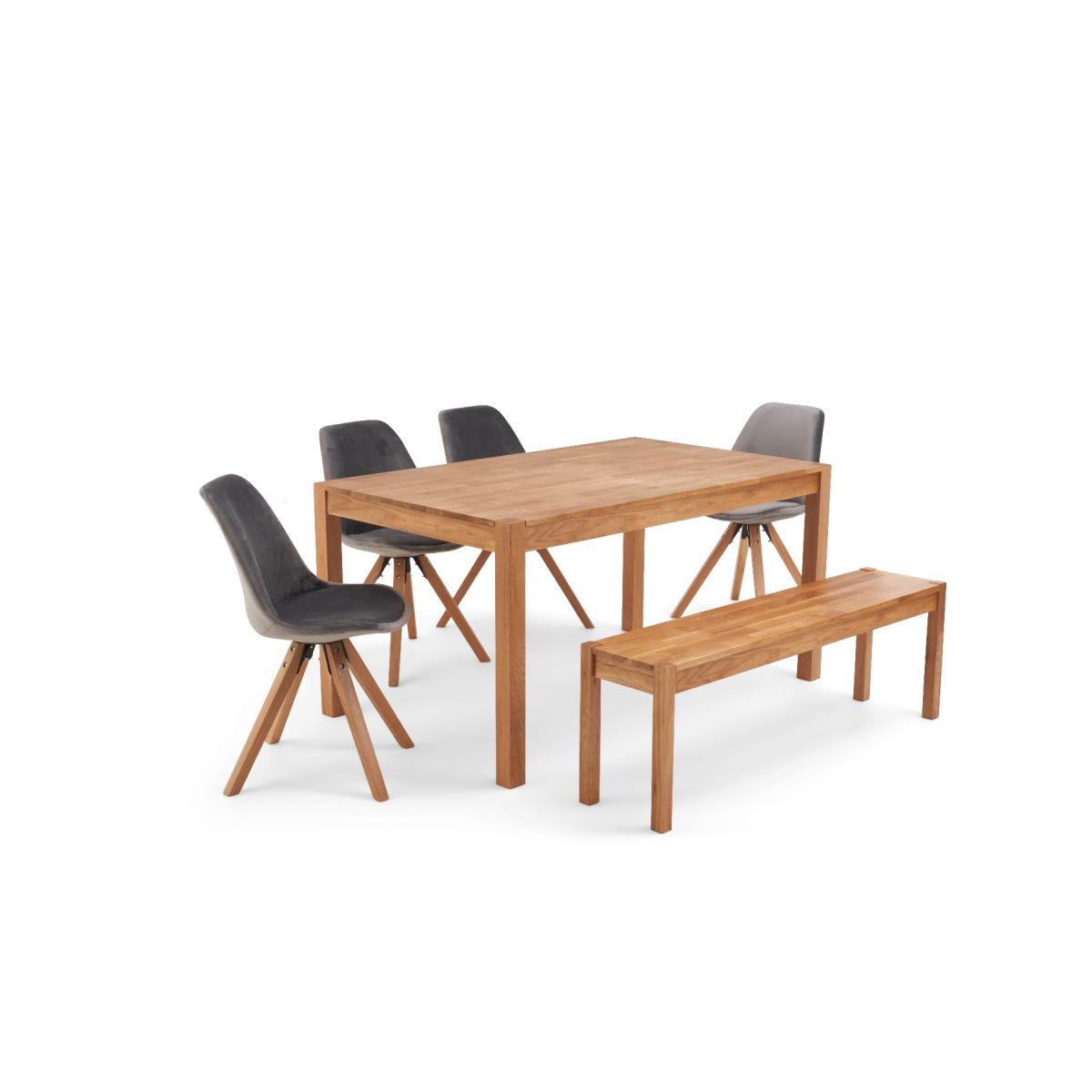 Oxford 120cm Solid Oak Dining Table with Oscar Velvet Chairs and Bench - Blue, 2 Chairs – image 10
