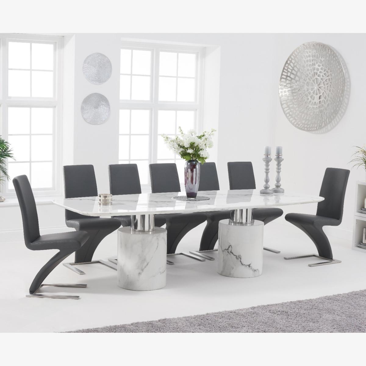 Antonio 260cm White Marble Dining Table With 12 Ivory White Hampstead Z Chairs