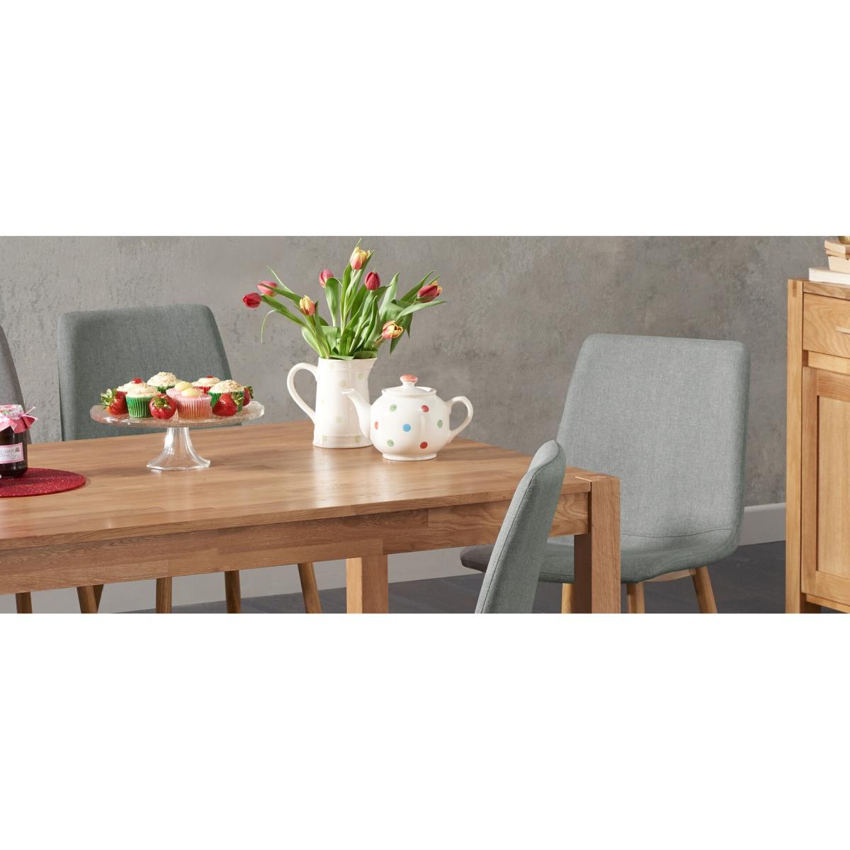 York 120cm Solid Oak Dining Table With 6 Grey Astrid Fabric Chairs – image 6