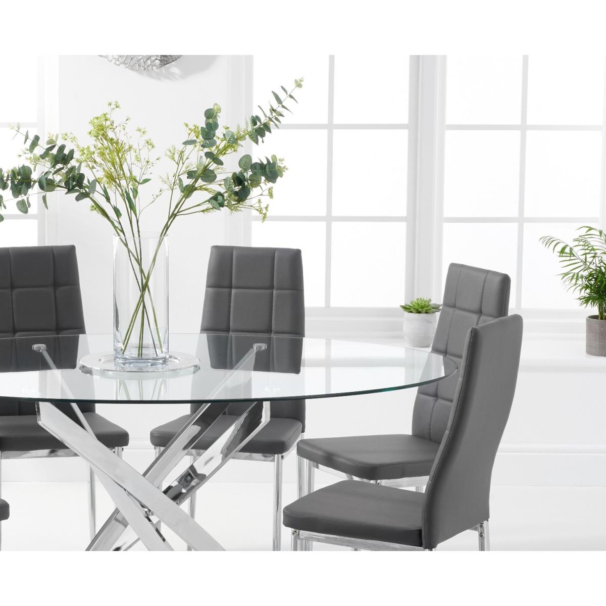Denver 165cm Oval Glass Dining Table With 8 Grey Catalina Chairs – image 2