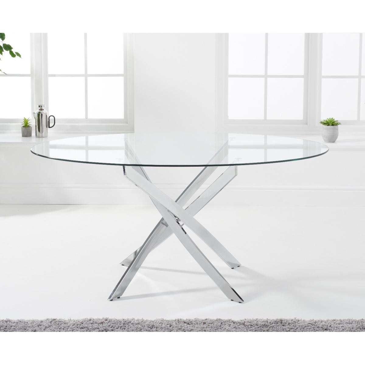 Denver 165cm Oval Glass Dining Table With 8 Grey Catalina Chairs – image 4