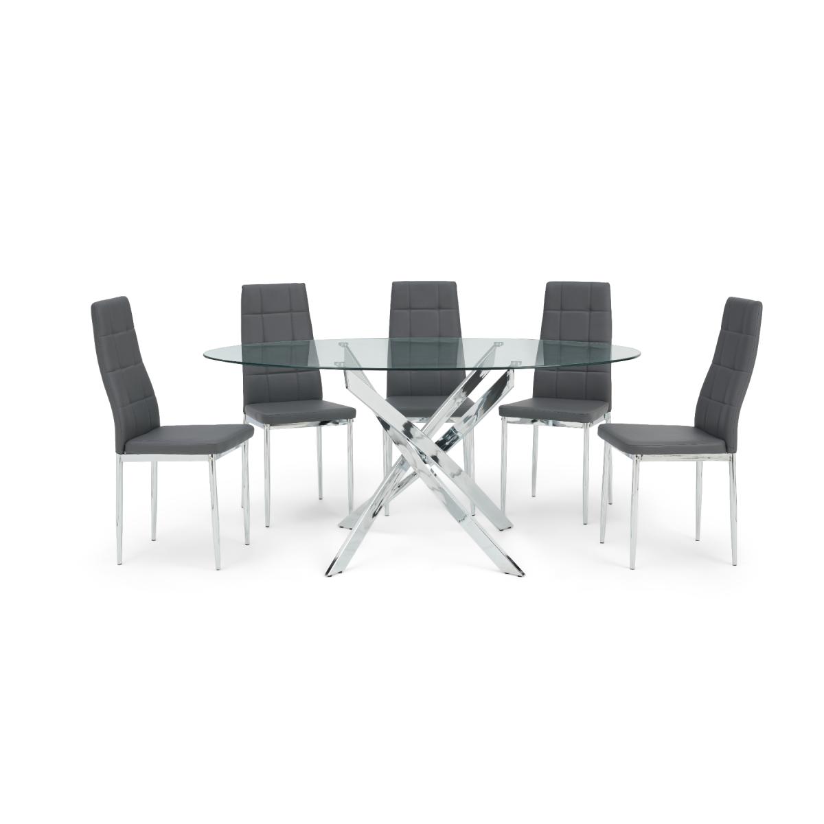 Denver 165cm Oval Glass Dining Table With 8 Grey Catalina Chairs – image 7