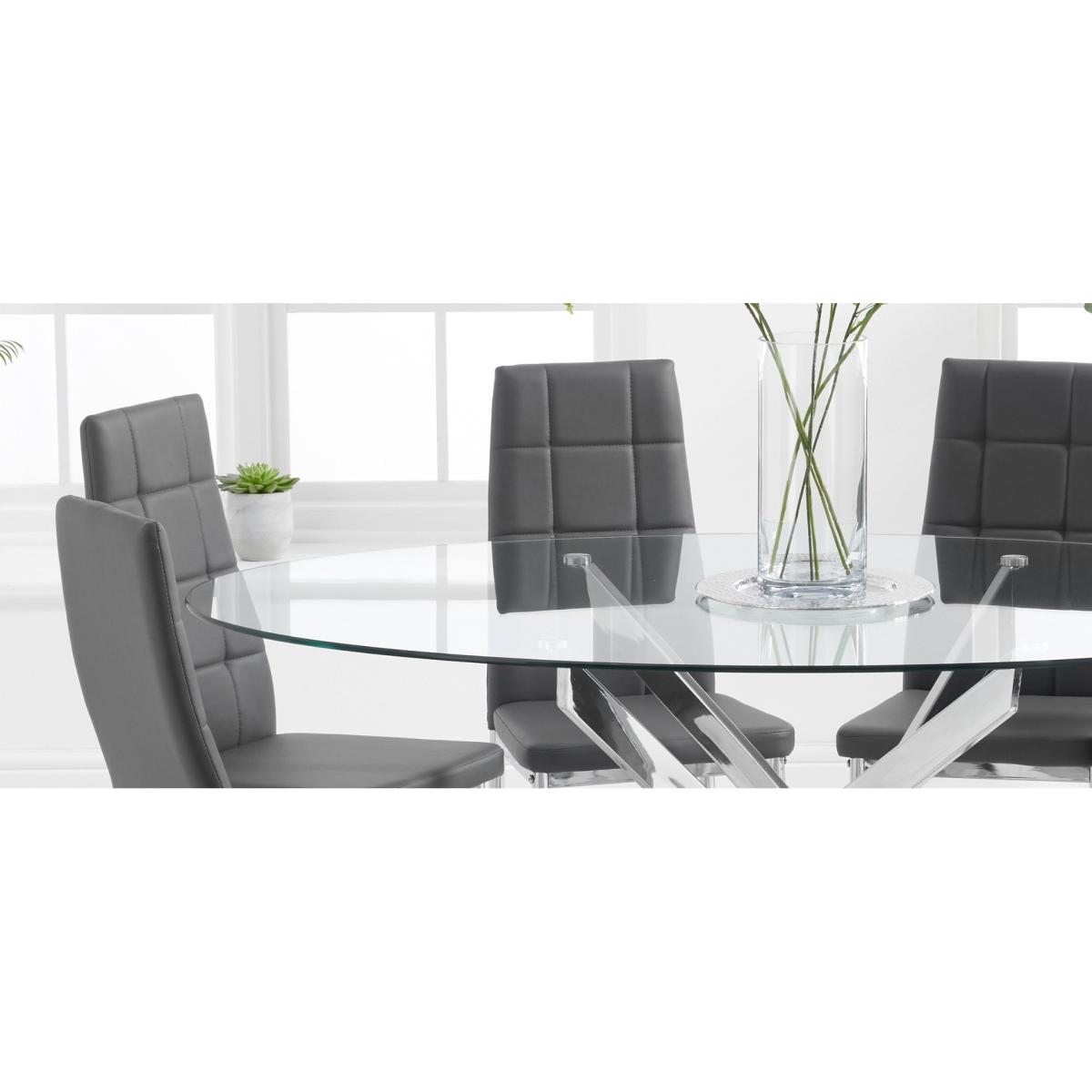 Denver 165cm Oval Glass Dining Table With 8 Grey Catalina Chairs – image 10