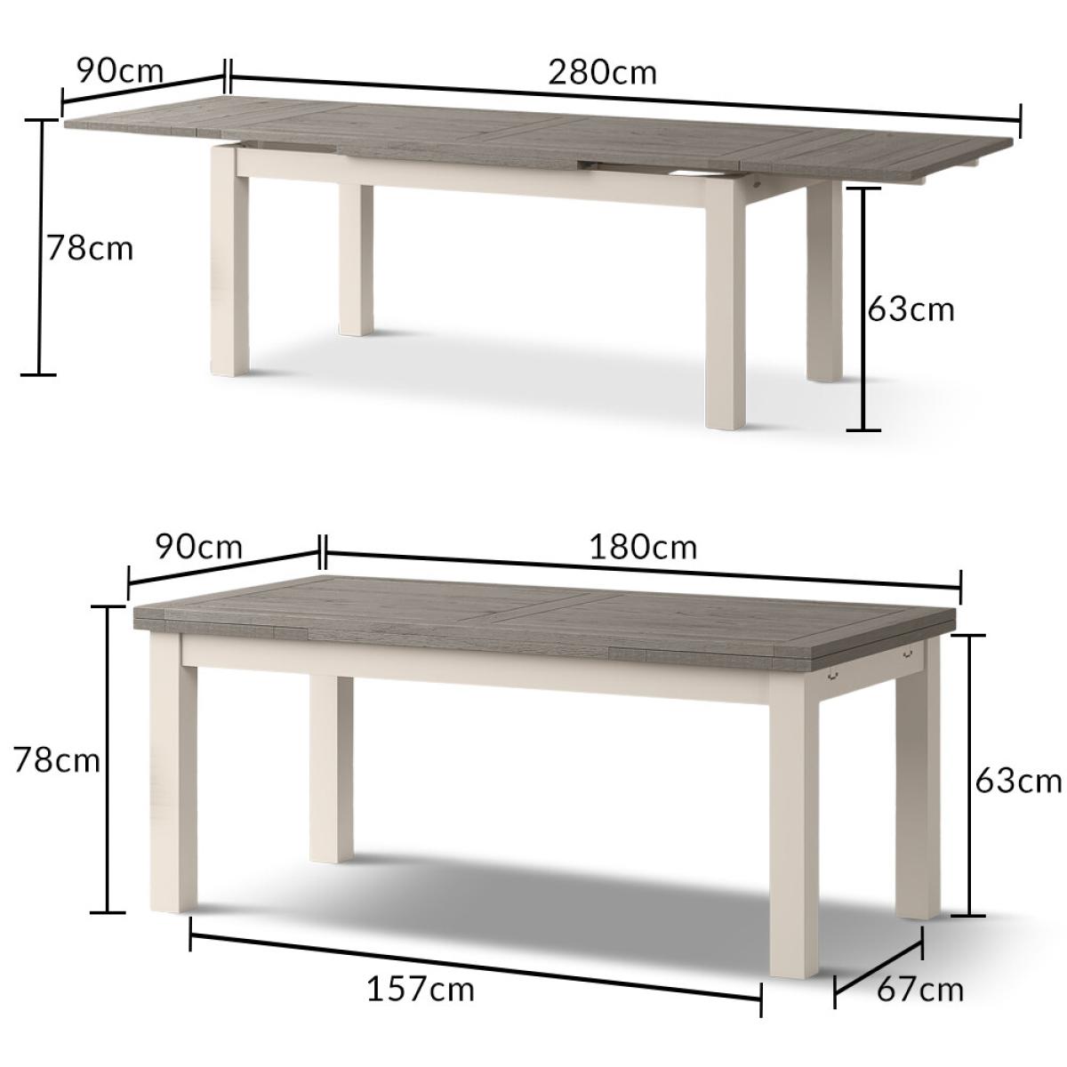 Extending Dartmouth 180cm Oak and Soft White Painted Dining Table With 10 X Back Chairs – image 17