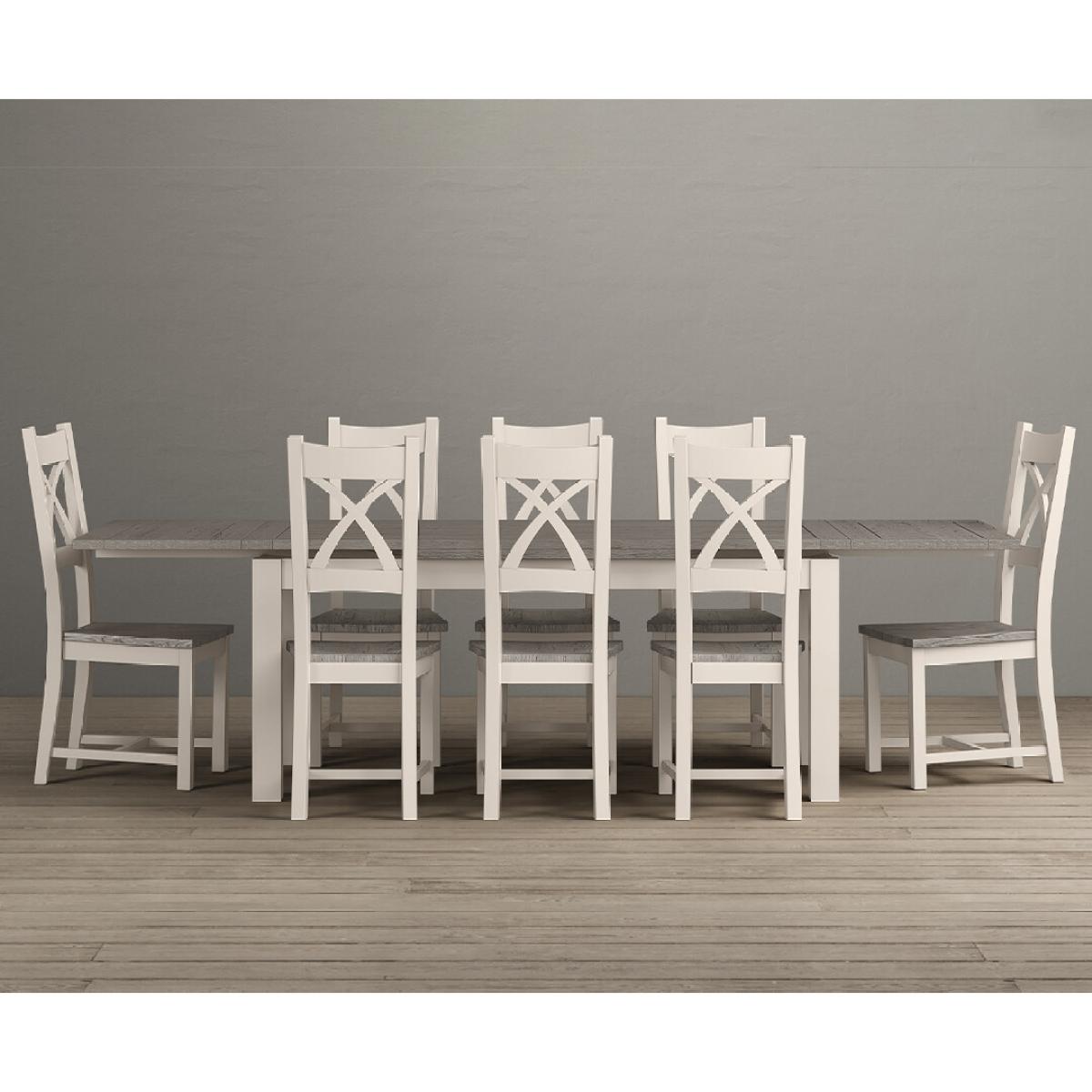 Extending Dartmouth 180cm Oak and Soft White Painted Dining Table With 10 X Back Chairs – image 3