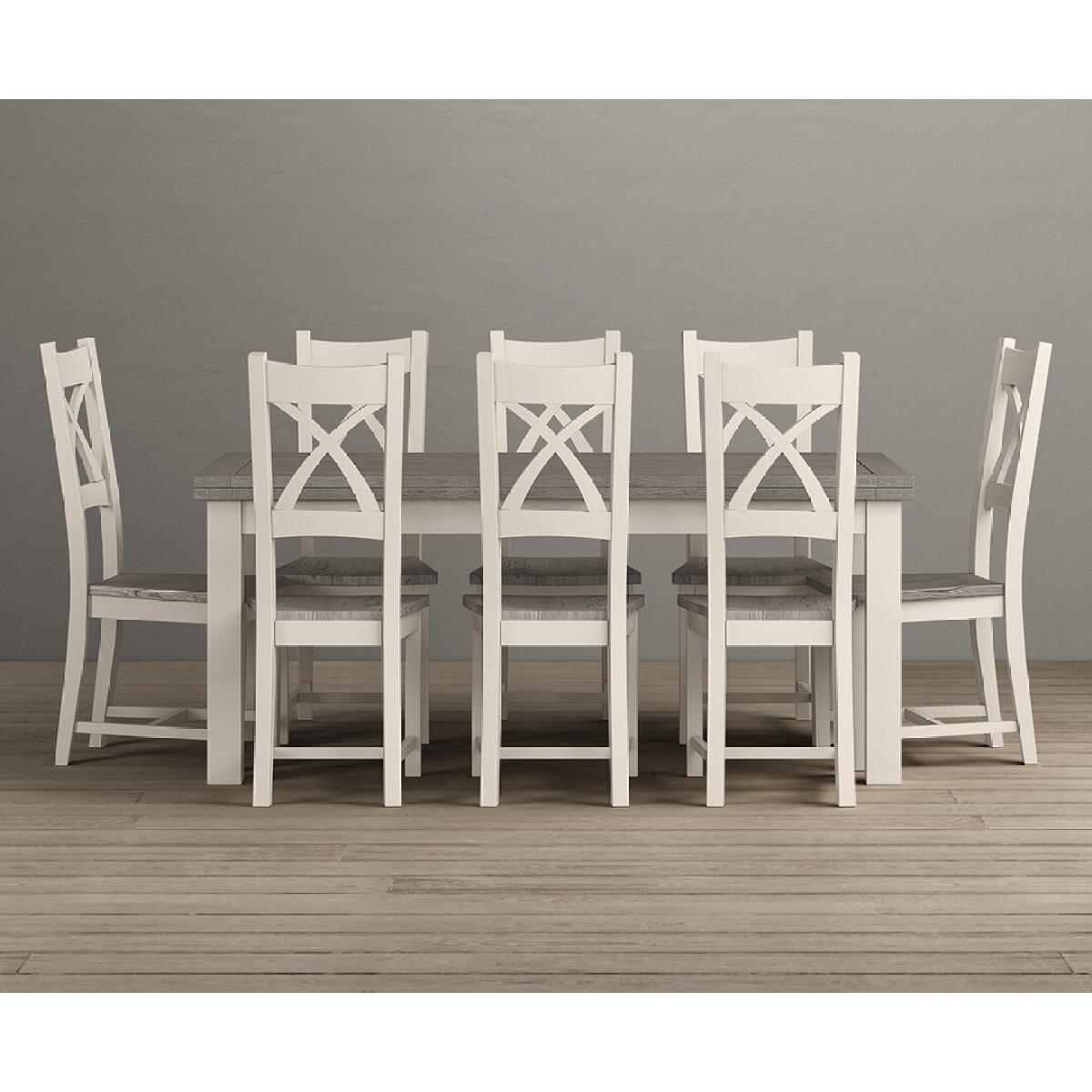 Extending Dartmouth 180cm Oak and Soft White Painted Dining Table With 10 X Back Chairs – image 5