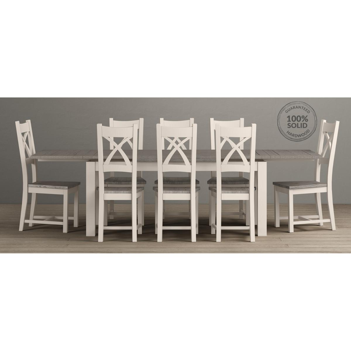 Extending Dartmouth 180cm Oak and Soft White Painted Dining Table With 10 X Back Chairs – image 9