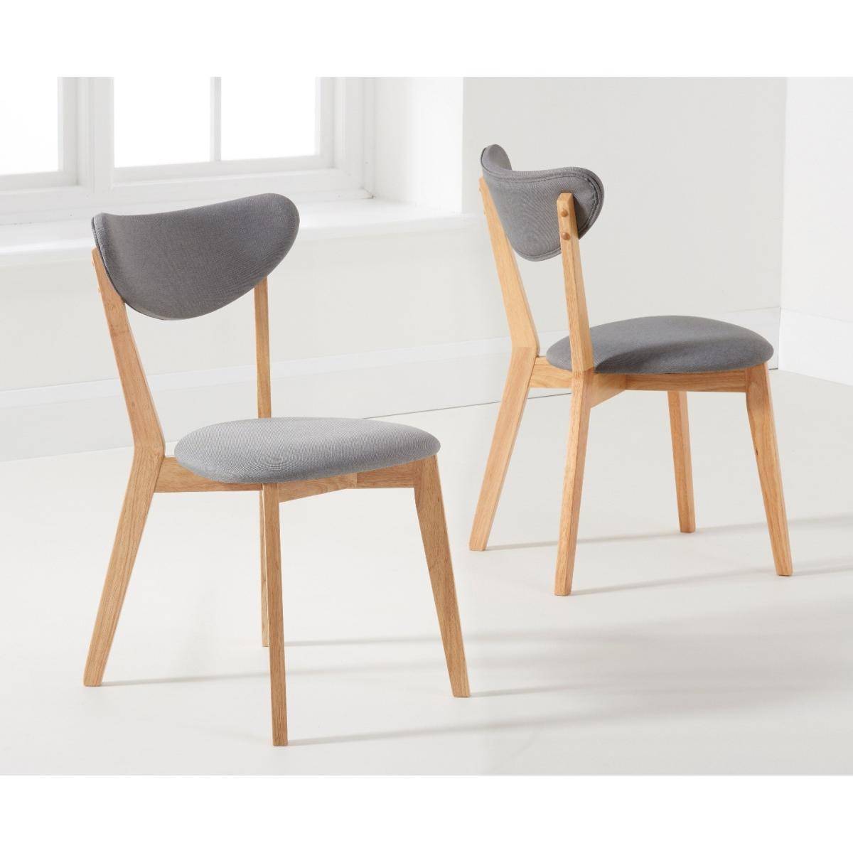 Sacha 110cm Round Dining Table with Sacha Grey and Oak Cushion Seat Chairs - Oak and Grey, 2 Chairs – image 3