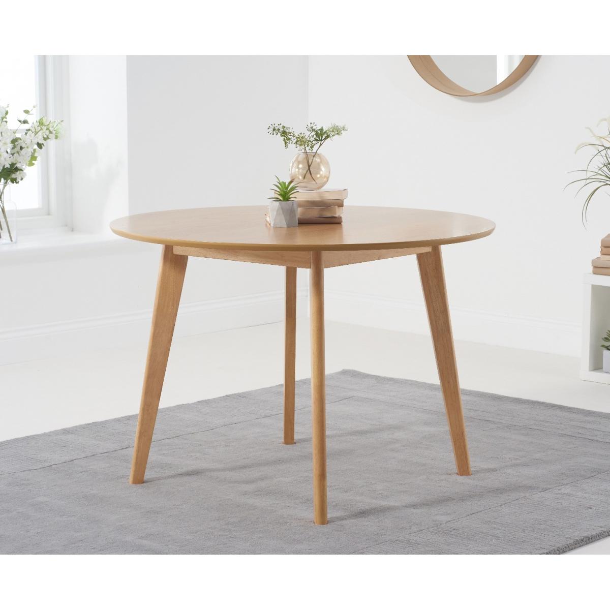 Sacha 110cm Round Dining Table with Sacha Grey and Oak Cushion Seat Chairs - Oak and Grey, 2 Chairs – image 4