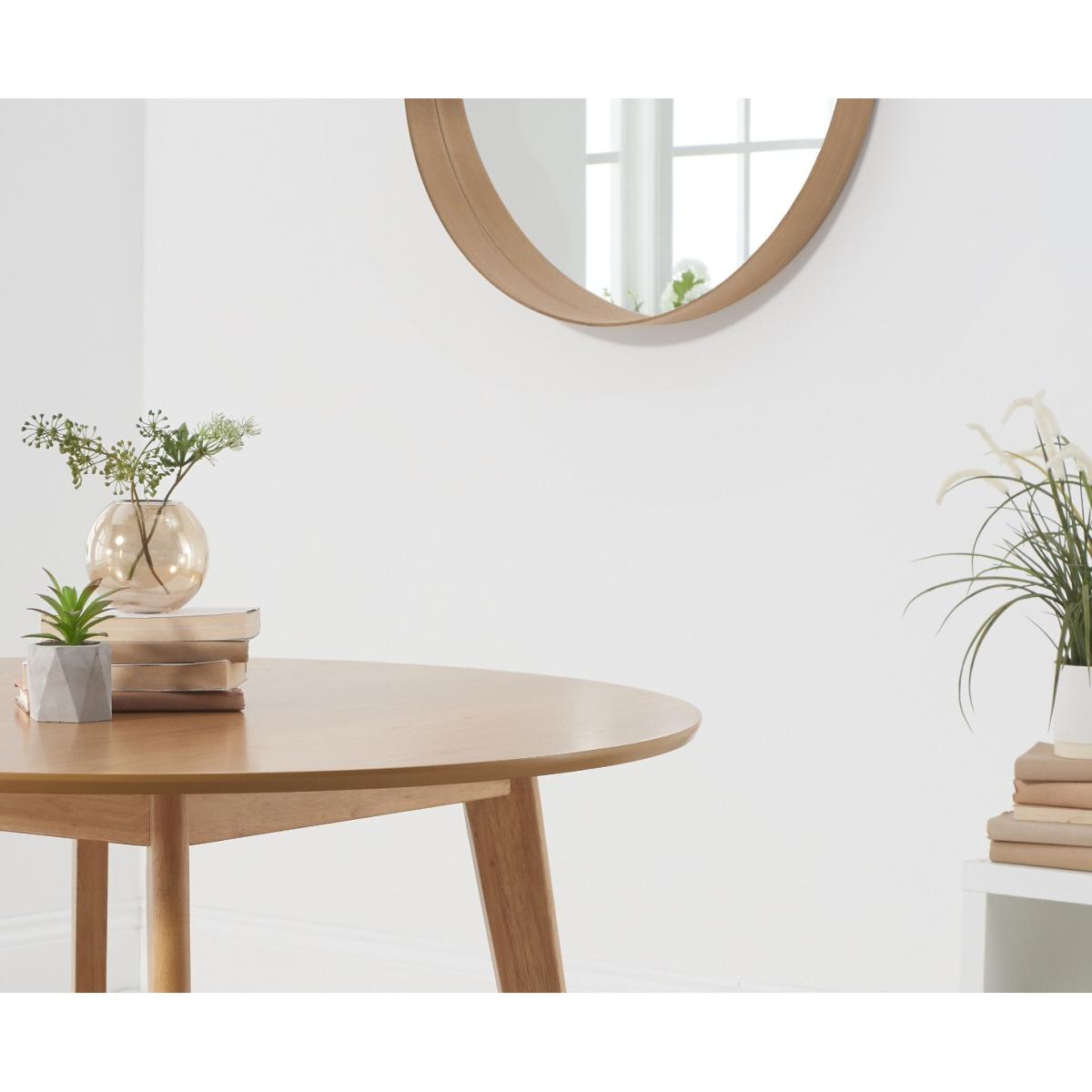 Sacha 110cm Round Dining Table with Sacha Grey and Oak Cushion Seat Chairs - Oak and Grey, 2 Chairs – image 5