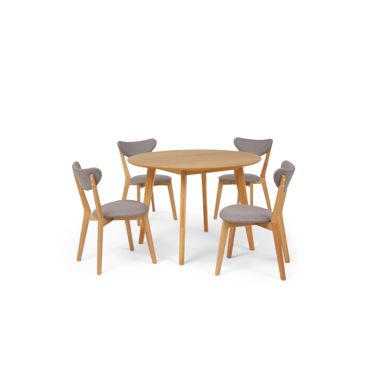 Sacha 110cm Round Dining Table with Sacha Grey and Oak Cushion Seat Chairs - Oak and Grey, 2 Chairs – image 7