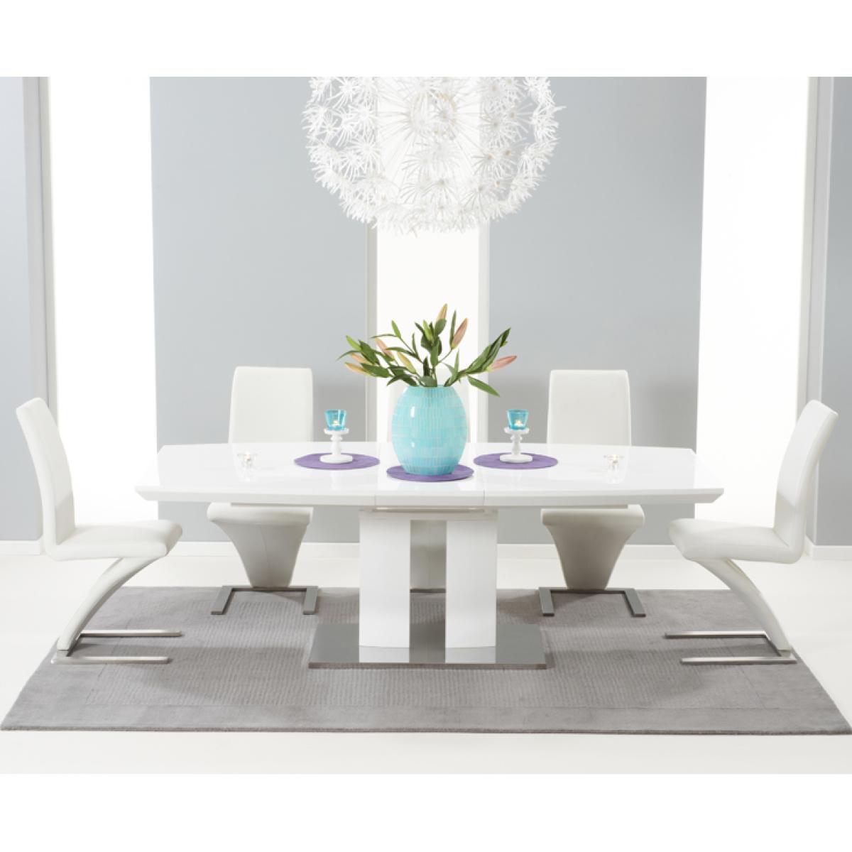Richmond 180cm White High Gloss Extending Dining Table With 8 Grey Hampstead Z Chairs – image 2