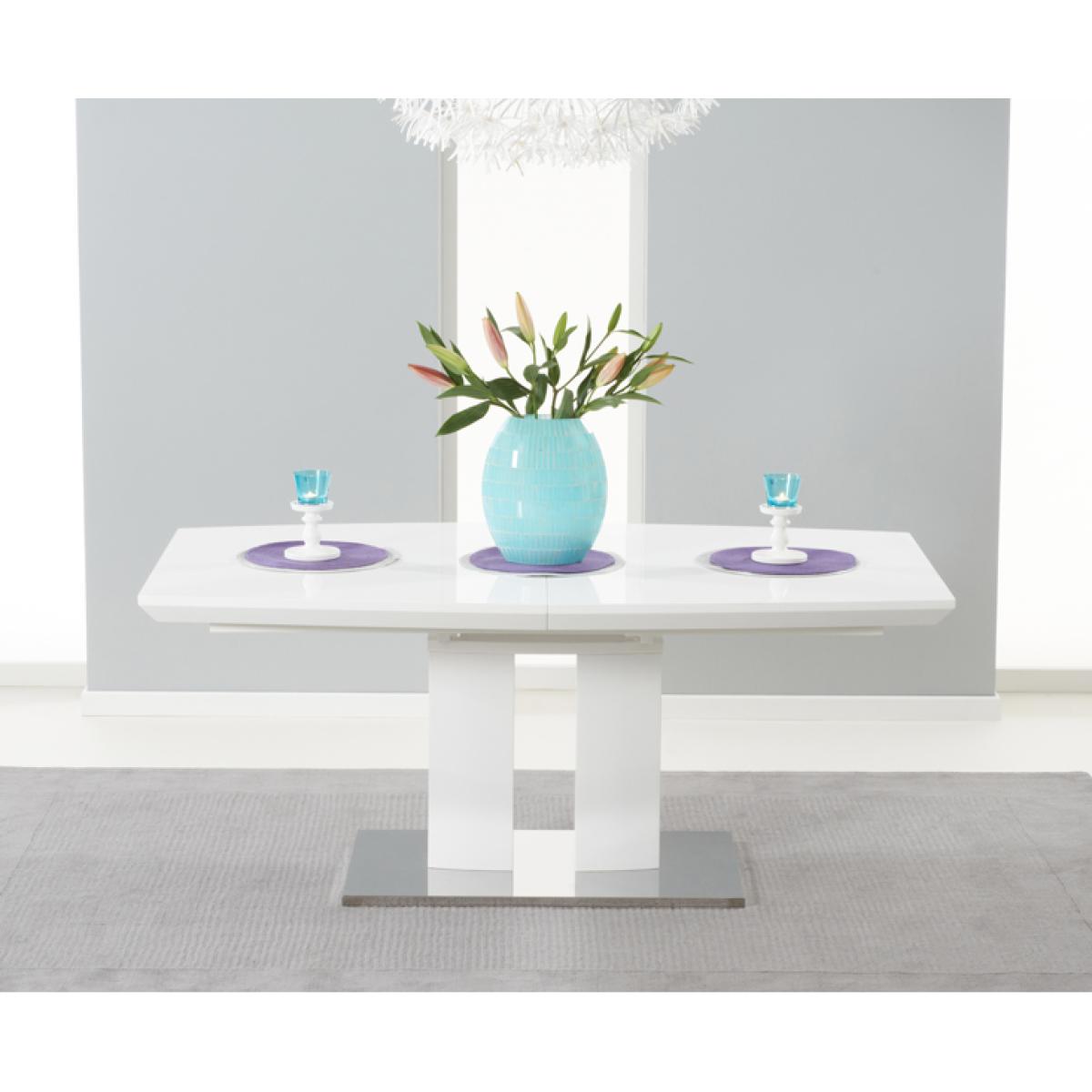 Richmond 180cm White High Gloss Extending Dining Table With 8 Grey Hampstead Z Chairs – image 3