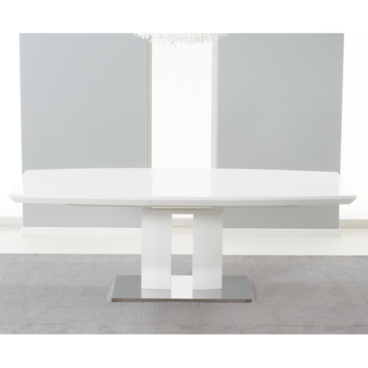 Richmond 180cm White High Gloss Extending Dining Table With 8 Grey Hampstead Z Chairs – image 4