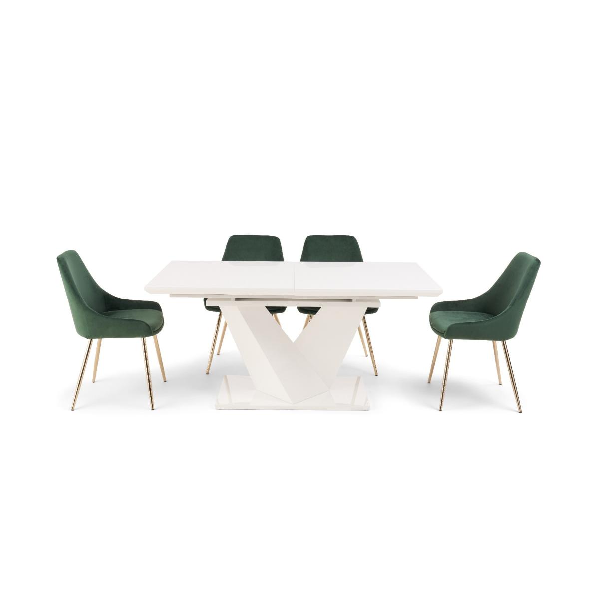 Vittorio 160cm White High Gloss Extending Dining Table With 8 Blue Lola Velvet Chairs – image 7