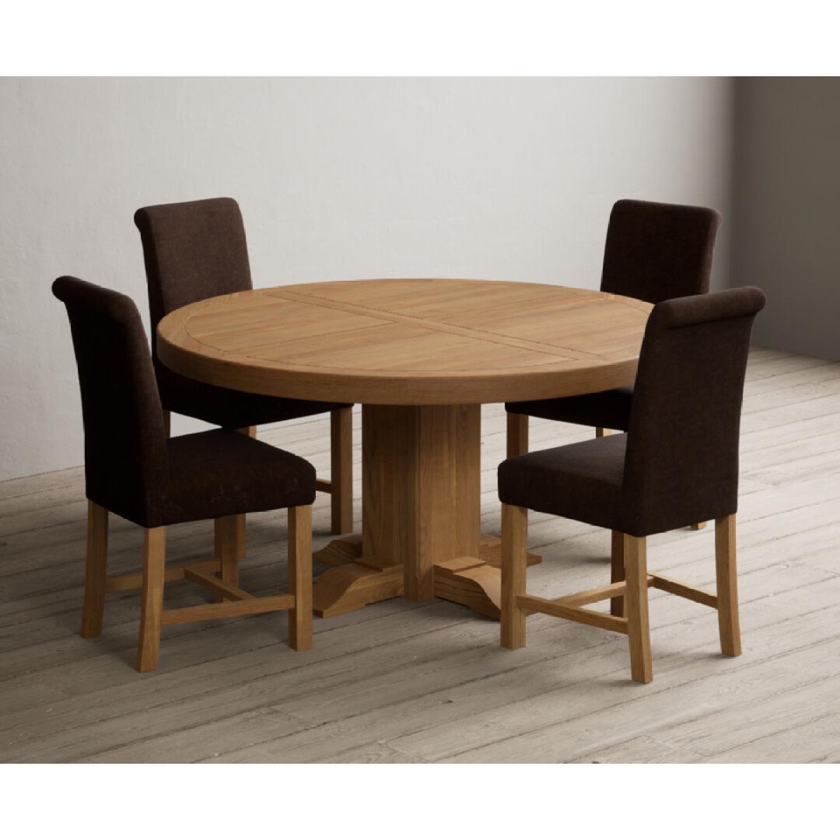 Helmsley 150cm Round Oak Dining Table with 4 Natural Scroll Back Chairs – image 12