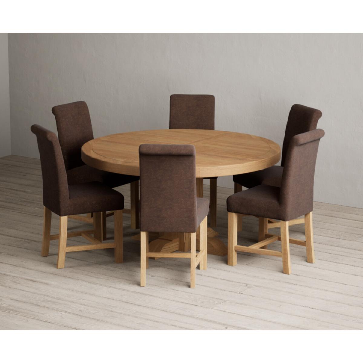 Helmsley 150cm Round Oak Dining Table with 4 Natural Scroll Back Chairs – image 13