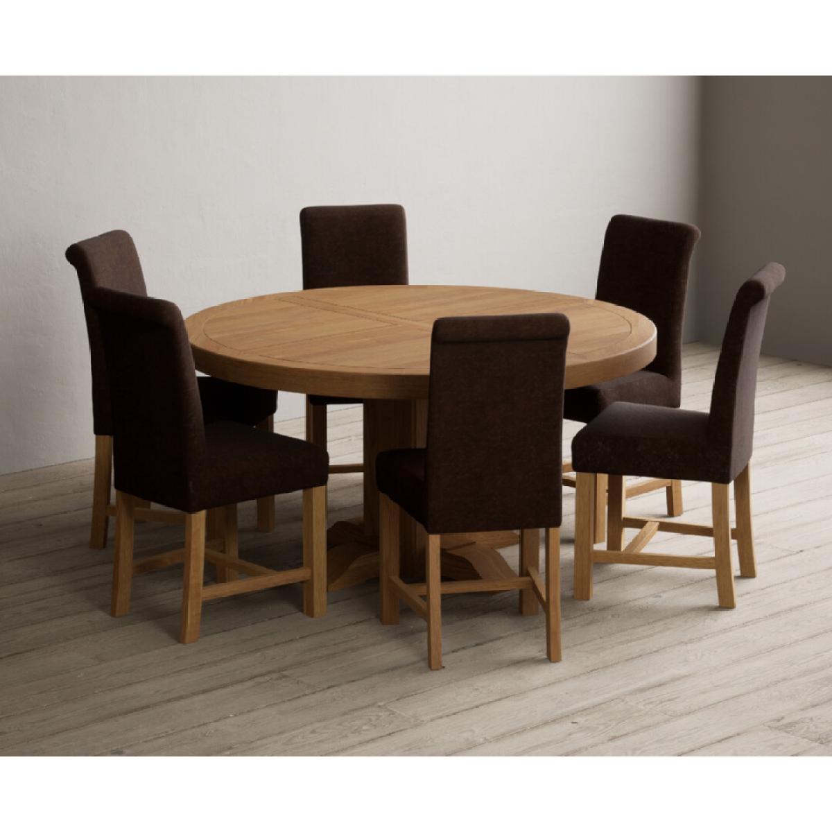 Helmsley 150cm Round Oak Dining Table with 4 Natural Scroll Back Chairs – image 14