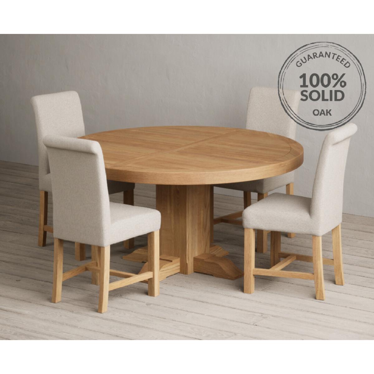 Helmsley 150cm Round Oak Dining Table with 4 Natural Scroll Back Chairs – image 17
