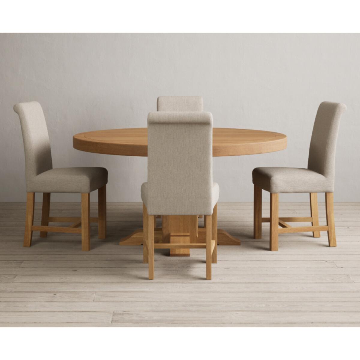 Helmsley 150cm Round Oak Dining Table with 4 Natural Scroll Back Chairs – image 19