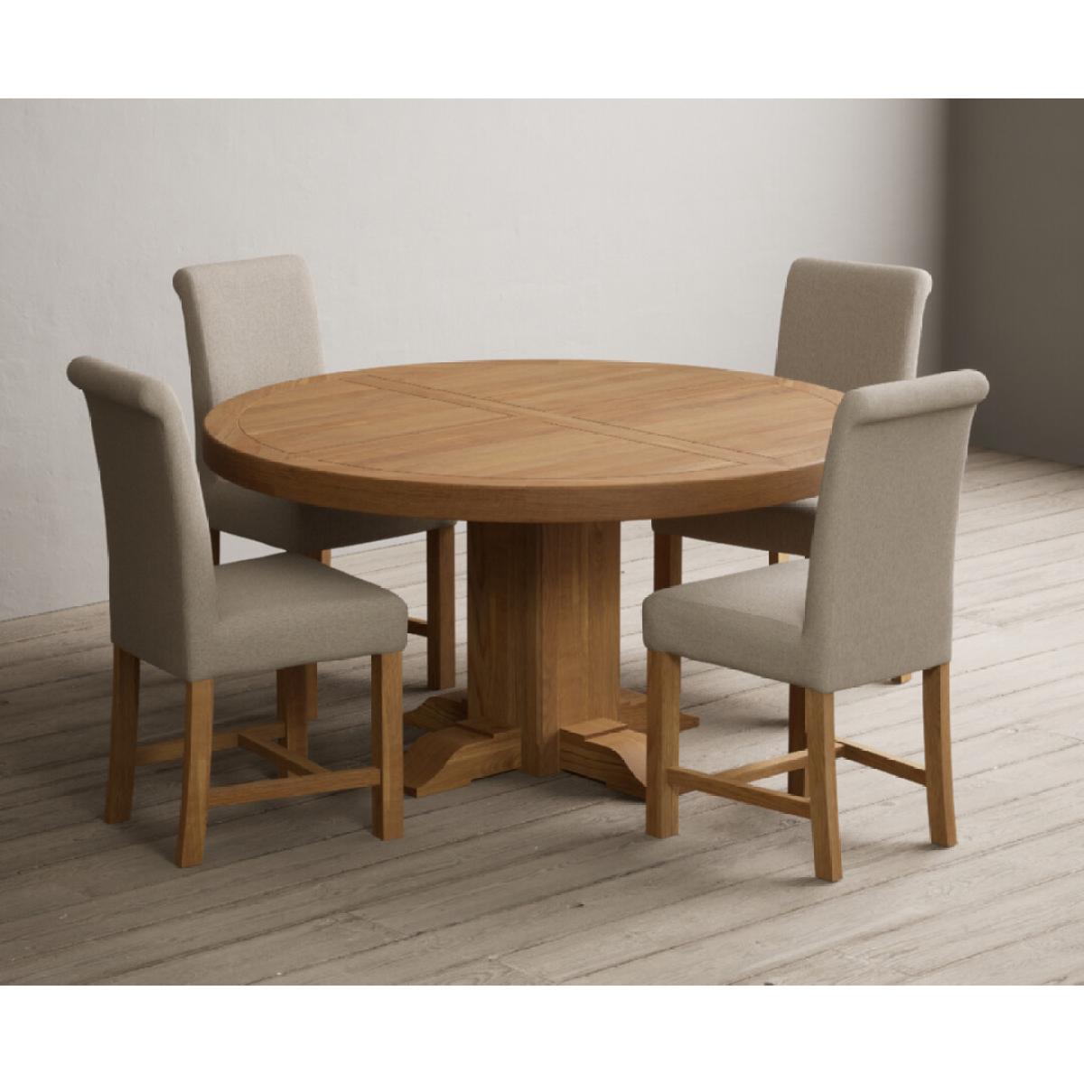 Helmsley 150cm Round Oak Dining Table with 4 Natural Scroll Back Chairs – image 20