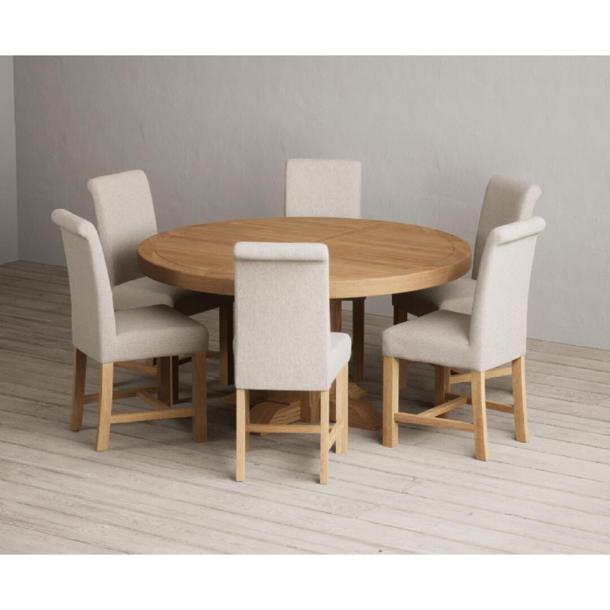 Helmsley 150cm Round Oak Dining Table with 4 Natural Scroll Back Chairs – image 21