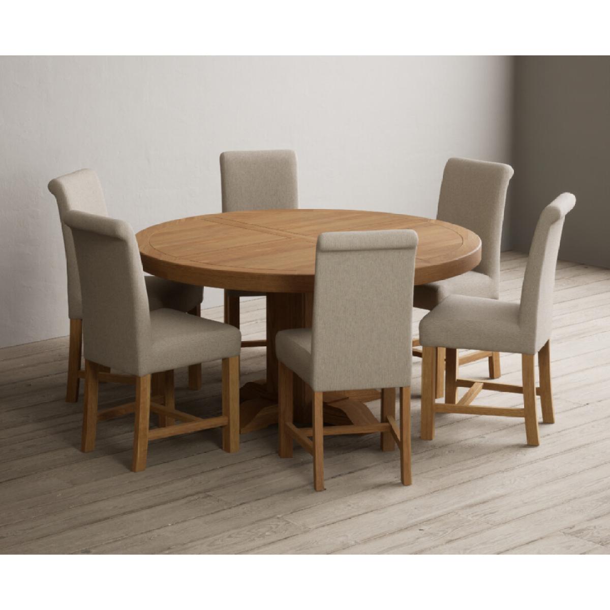 Helmsley 150cm Round Oak Dining Table with 4 Natural Scroll Back Chairs – image 22