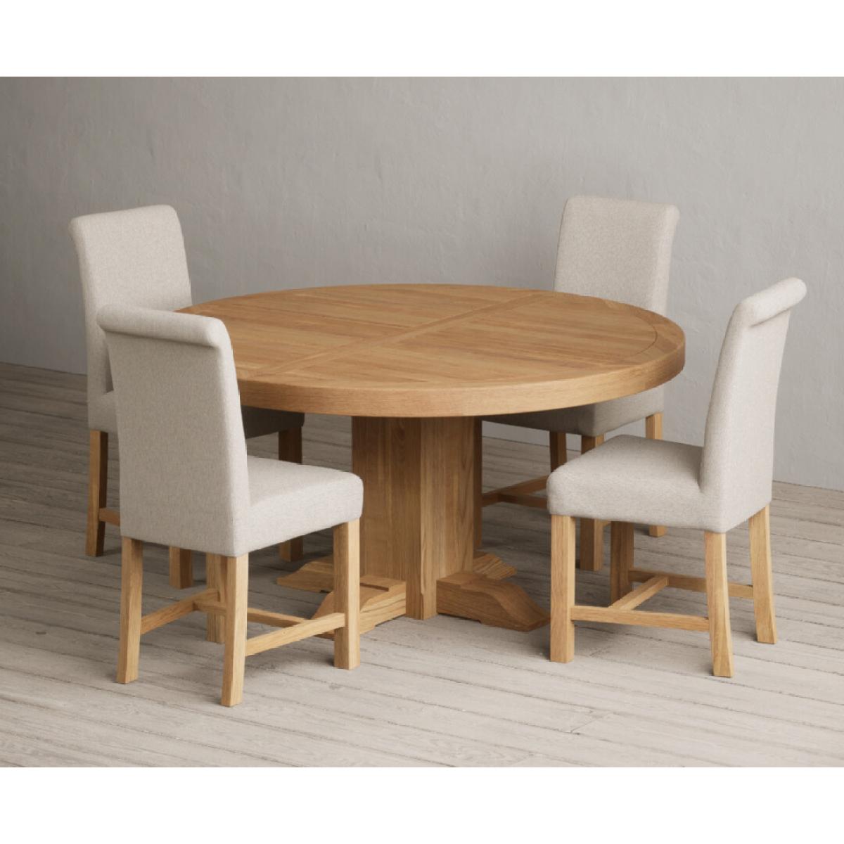 Helmsley 150cm Round Oak Dining Table with 4 Natural Scroll Back Chairs – image 23