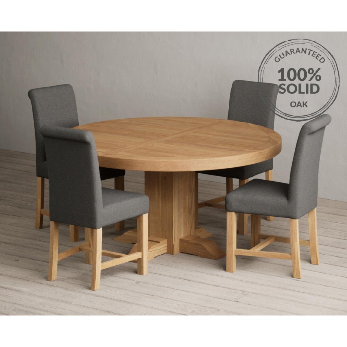 Helmsley 150cm Round Oak Dining Table with 4 Natural Scroll Back Chairs – image 25