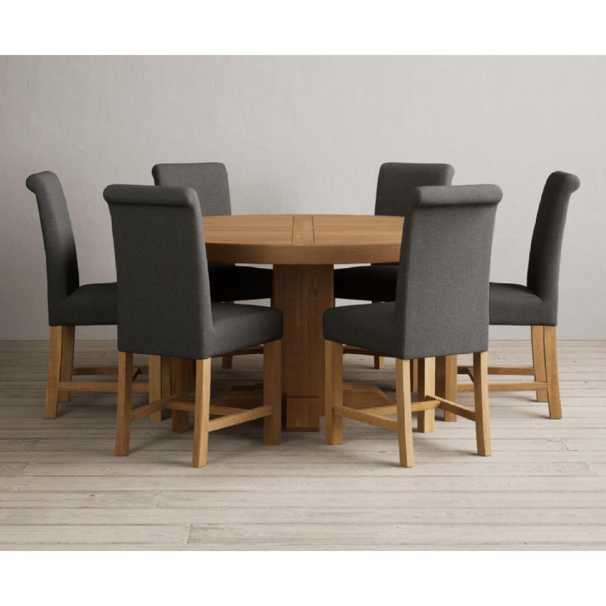 Helmsley 150cm Round Oak Dining Table with 4 Natural Scroll Back Chairs – image 26