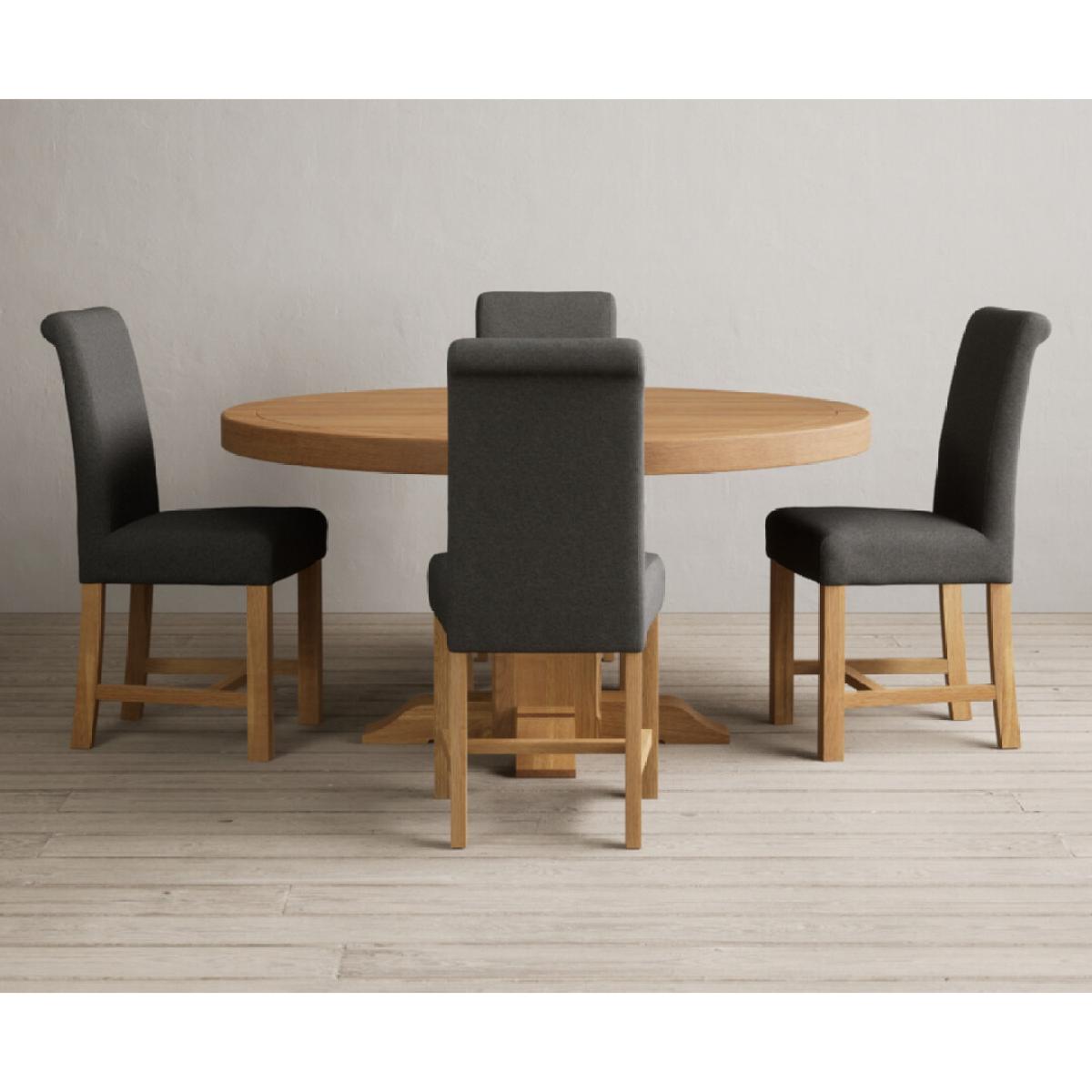 Helmsley 150cm Round Oak Dining Table with 4 Natural Scroll Back Chairs – image 27