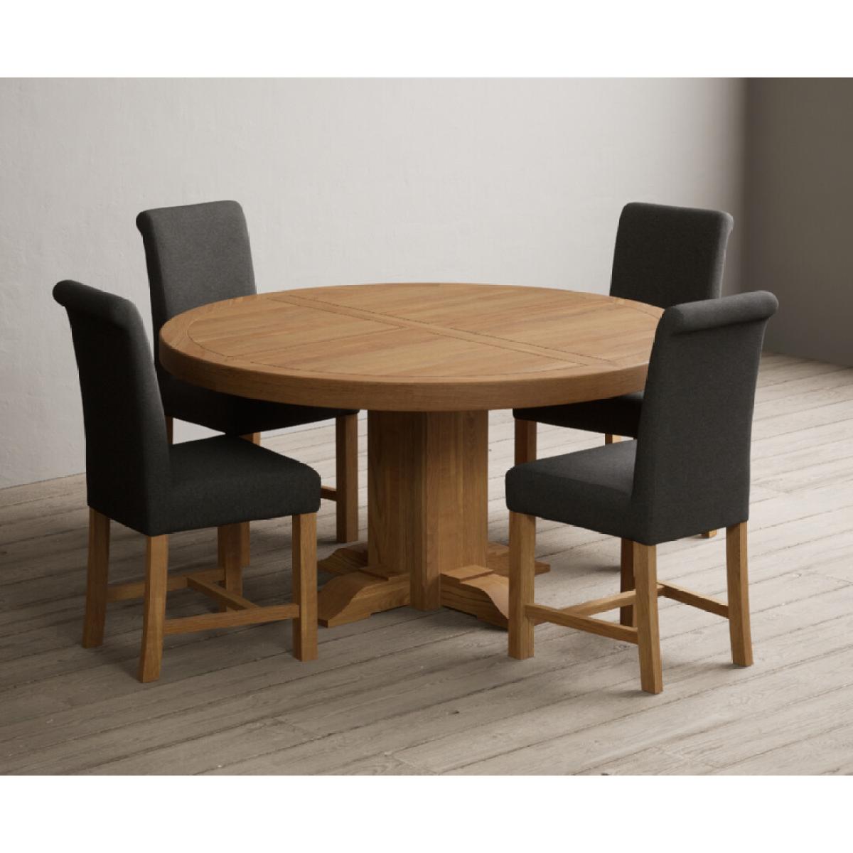 Helmsley 150cm Round Oak Dining Table with 4 Natural Scroll Back Chairs – image 28