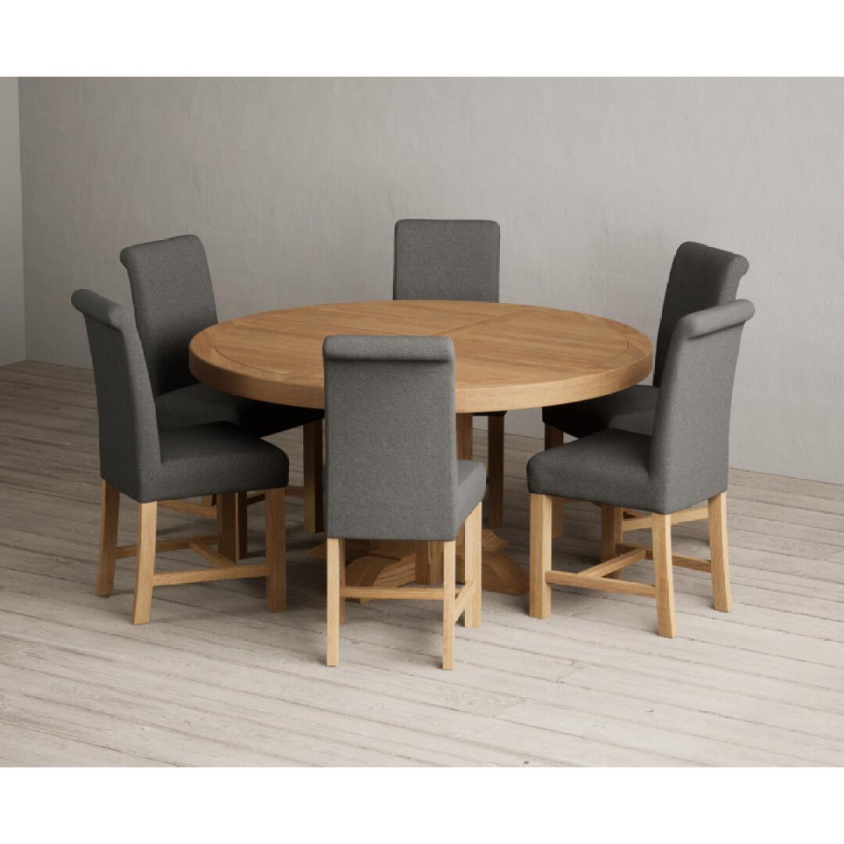 Helmsley 150cm Round Oak Dining Table with 4 Natural Scroll Back Chairs – image 29