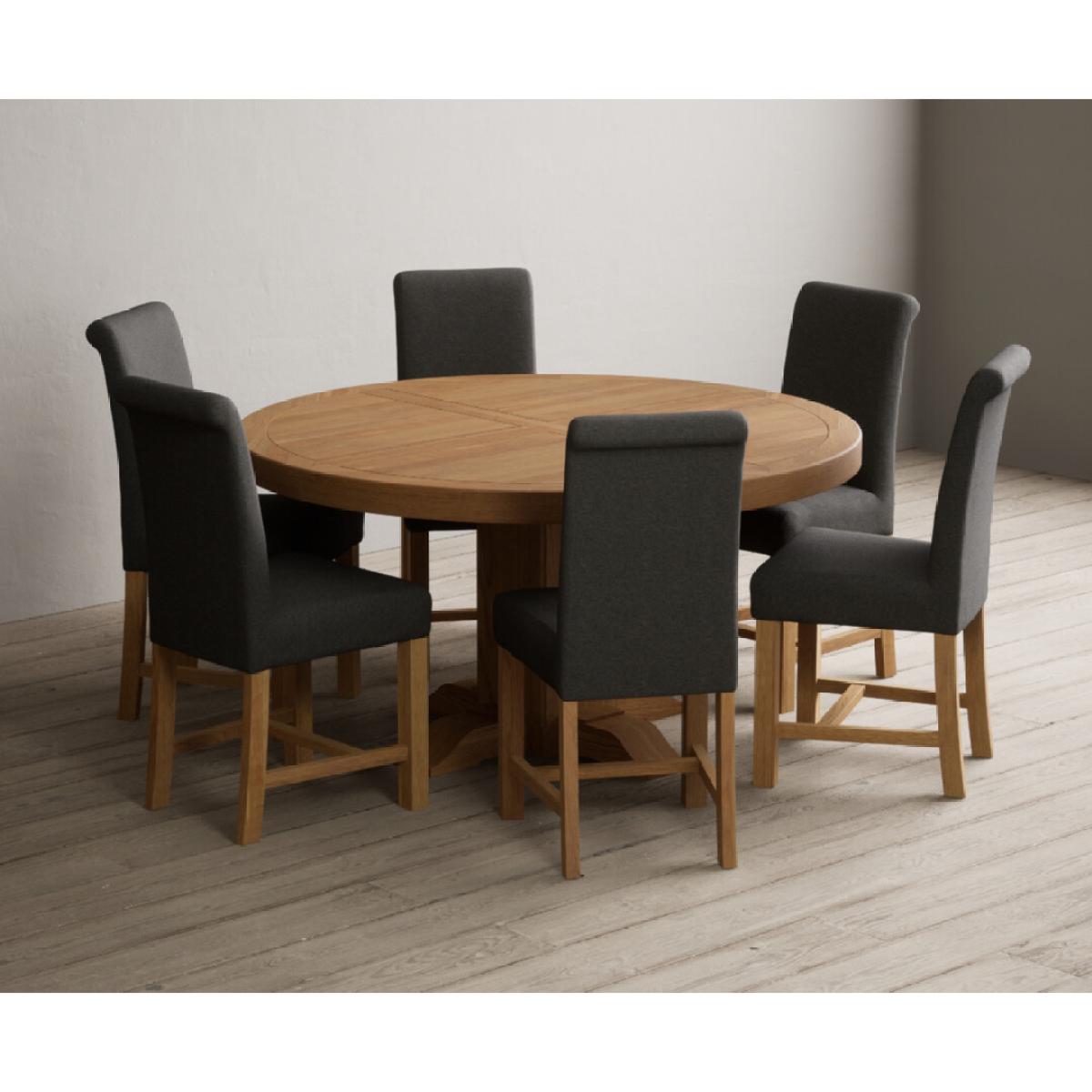 Helmsley 150cm Round Oak Dining Table with 4 Natural Scroll Back Chairs – image 30
