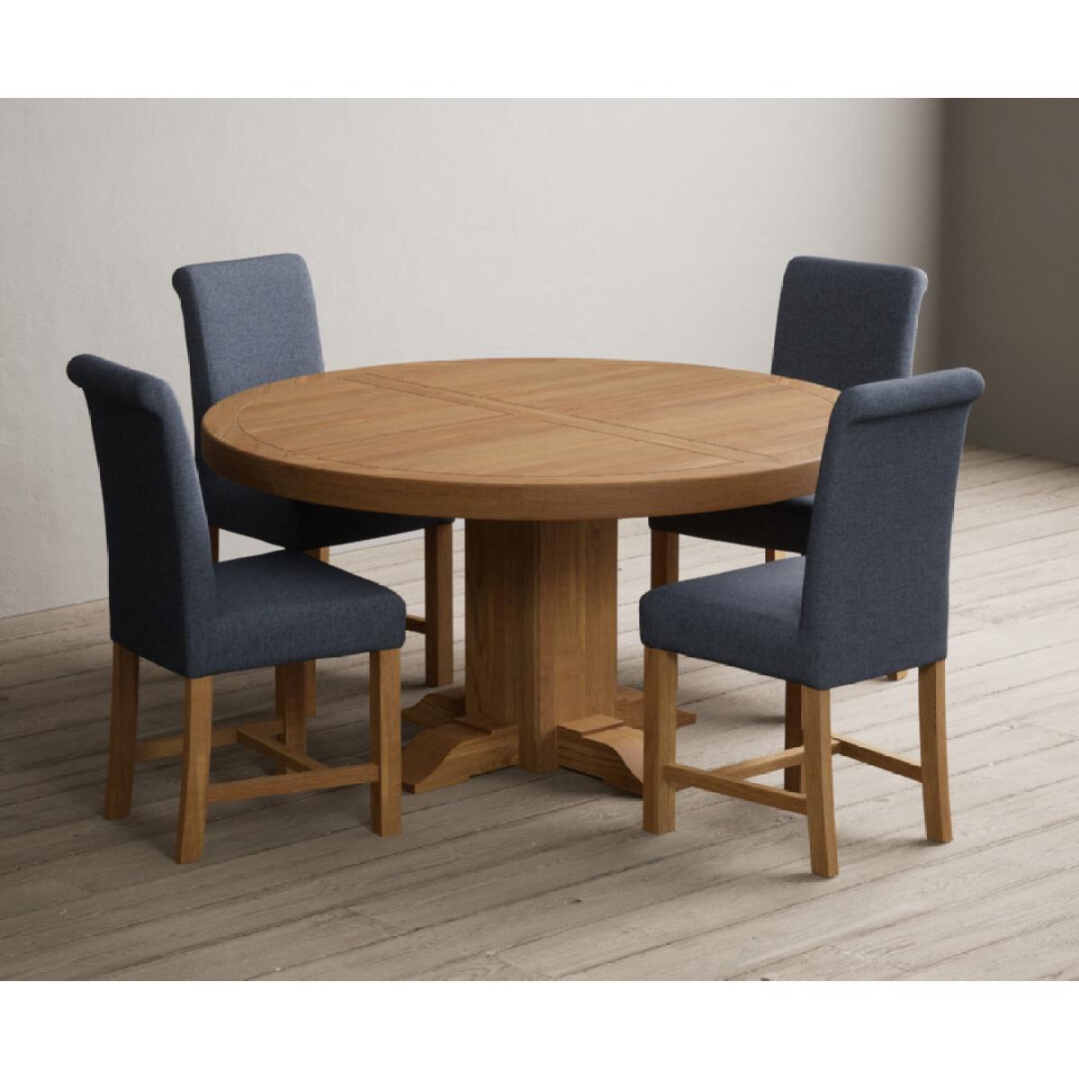 Helmsley 150cm Round Oak Dining Table with 4 Natural Scroll Back Chairs – image 4