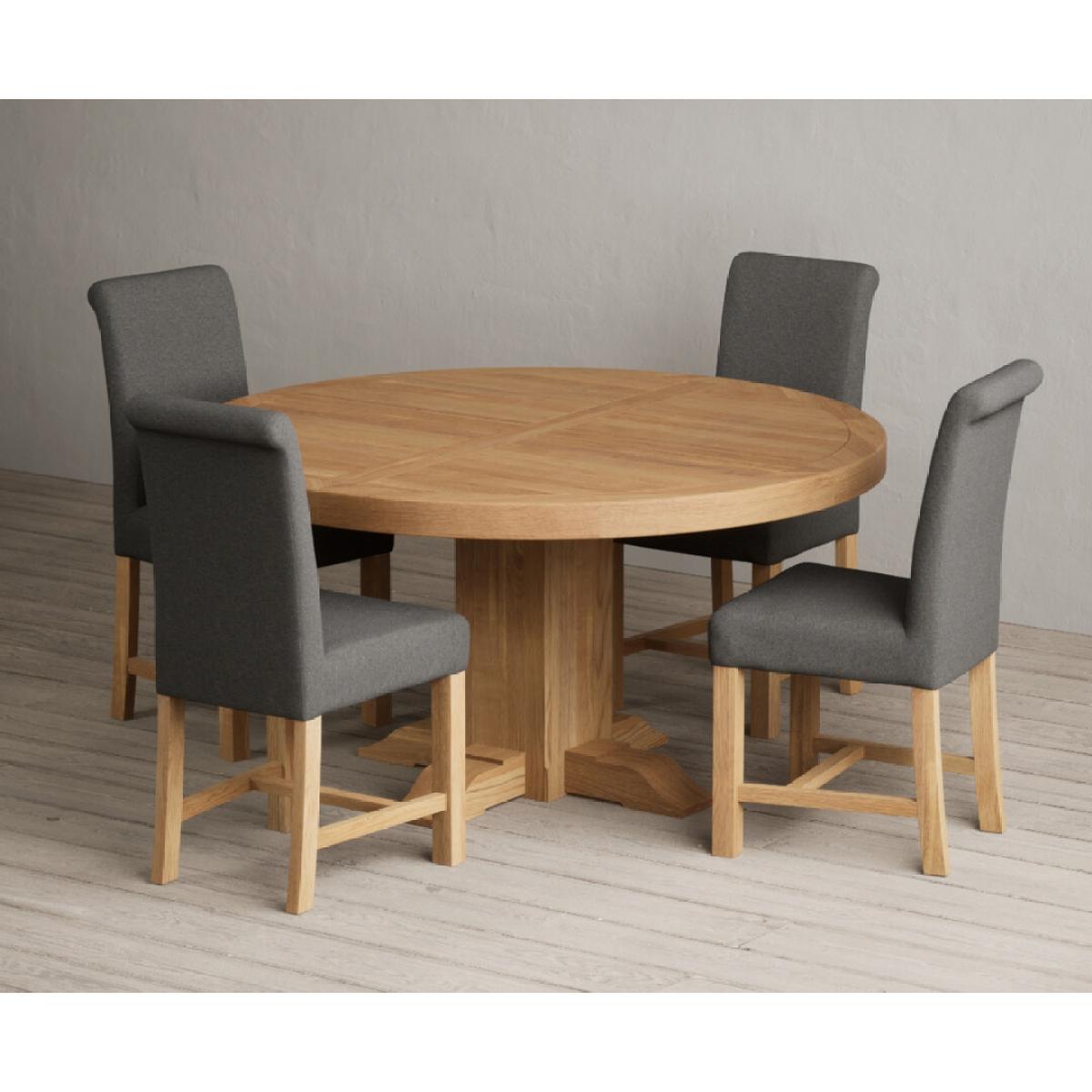 Helmsley 150cm Round Oak Dining Table with 4 Natural Scroll Back Chairs – image 31