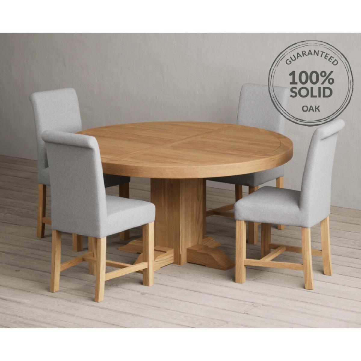 Helmsley 150cm Round Oak Dining Table with 4 Natural Scroll Back Chairs – image 33