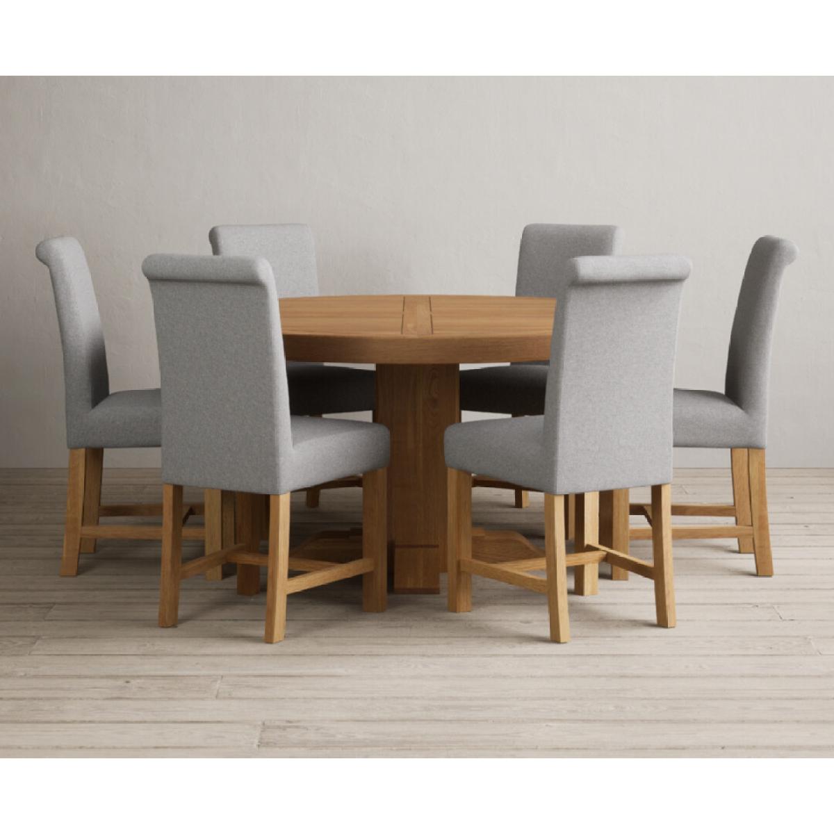 Helmsley 150cm Round Oak Dining Table with 4 Natural Scroll Back Chairs – image 34