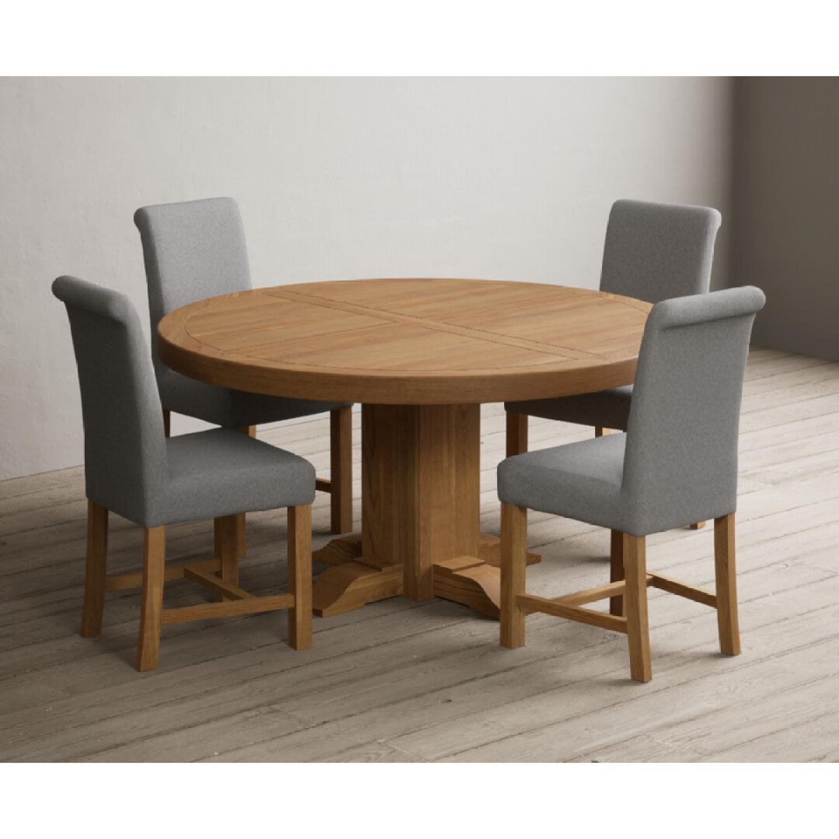 Helmsley 150cm Round Oak Dining Table with 4 Natural Scroll Back Chairs – image 36