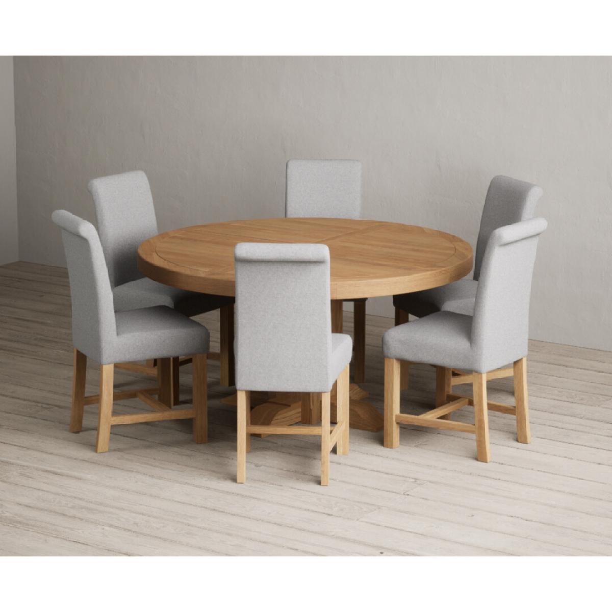Helmsley 150cm Round Oak Dining Table with 4 Natural Scroll Back Chairs – image 37