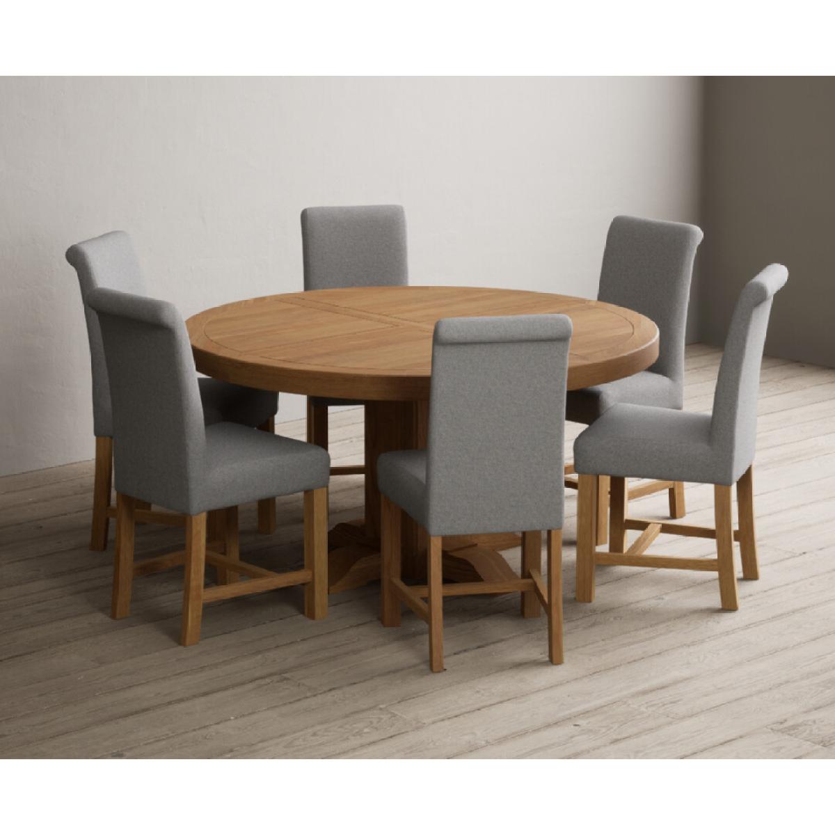 Helmsley 150cm Round Oak Dining Table with 4 Natural Scroll Back Chairs – image 38