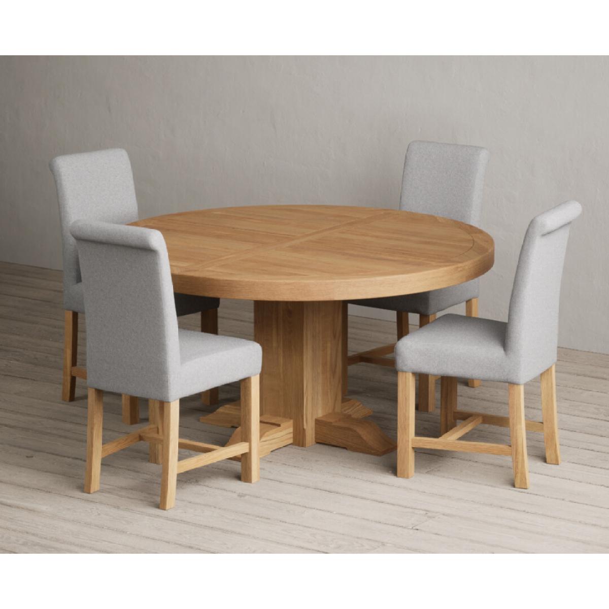 Helmsley 150cm Round Oak Dining Table with 4 Natural Scroll Back Chairs – image 39
