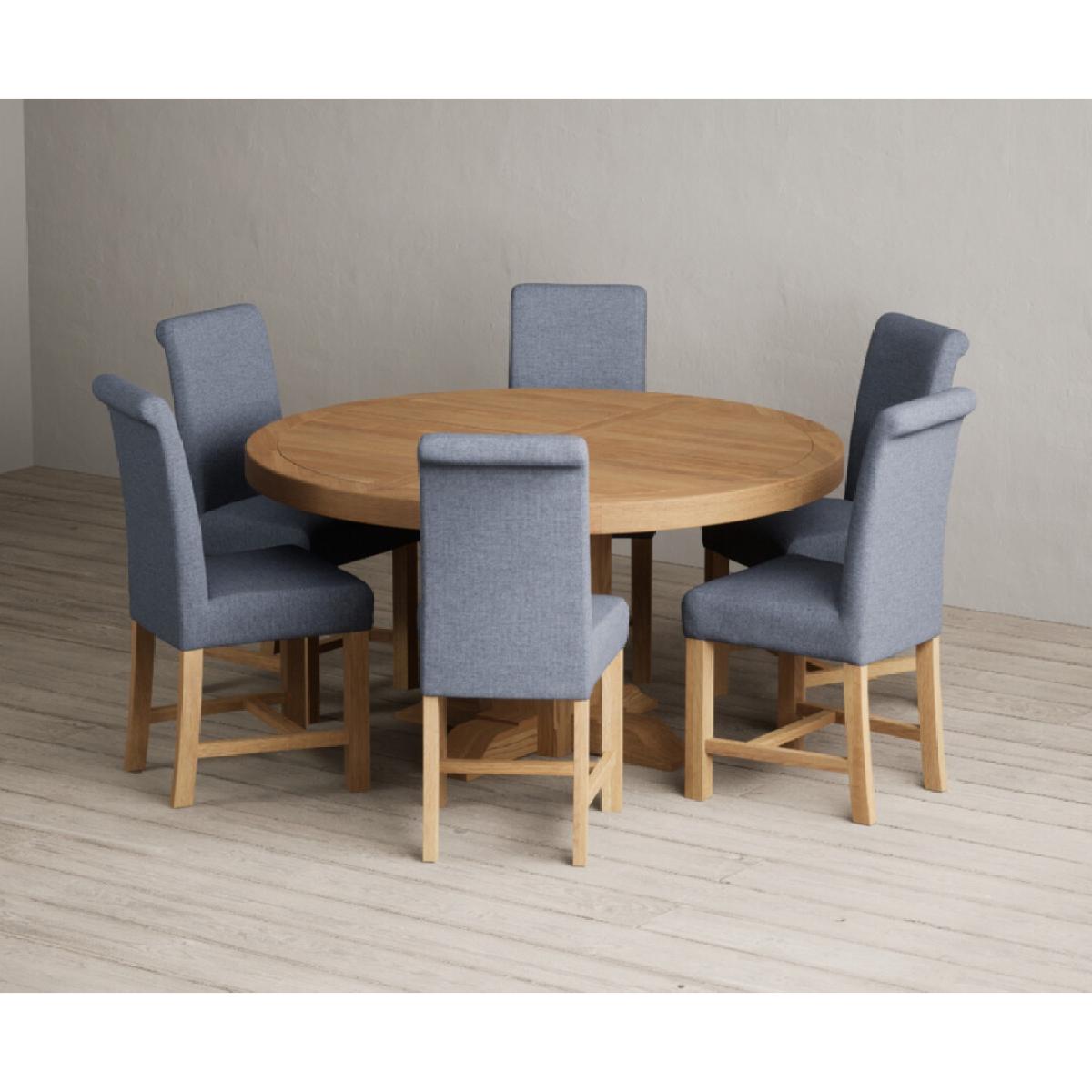 Helmsley 150cm Round Oak Dining Table with 4 Natural Scroll Back Chairs – image 5