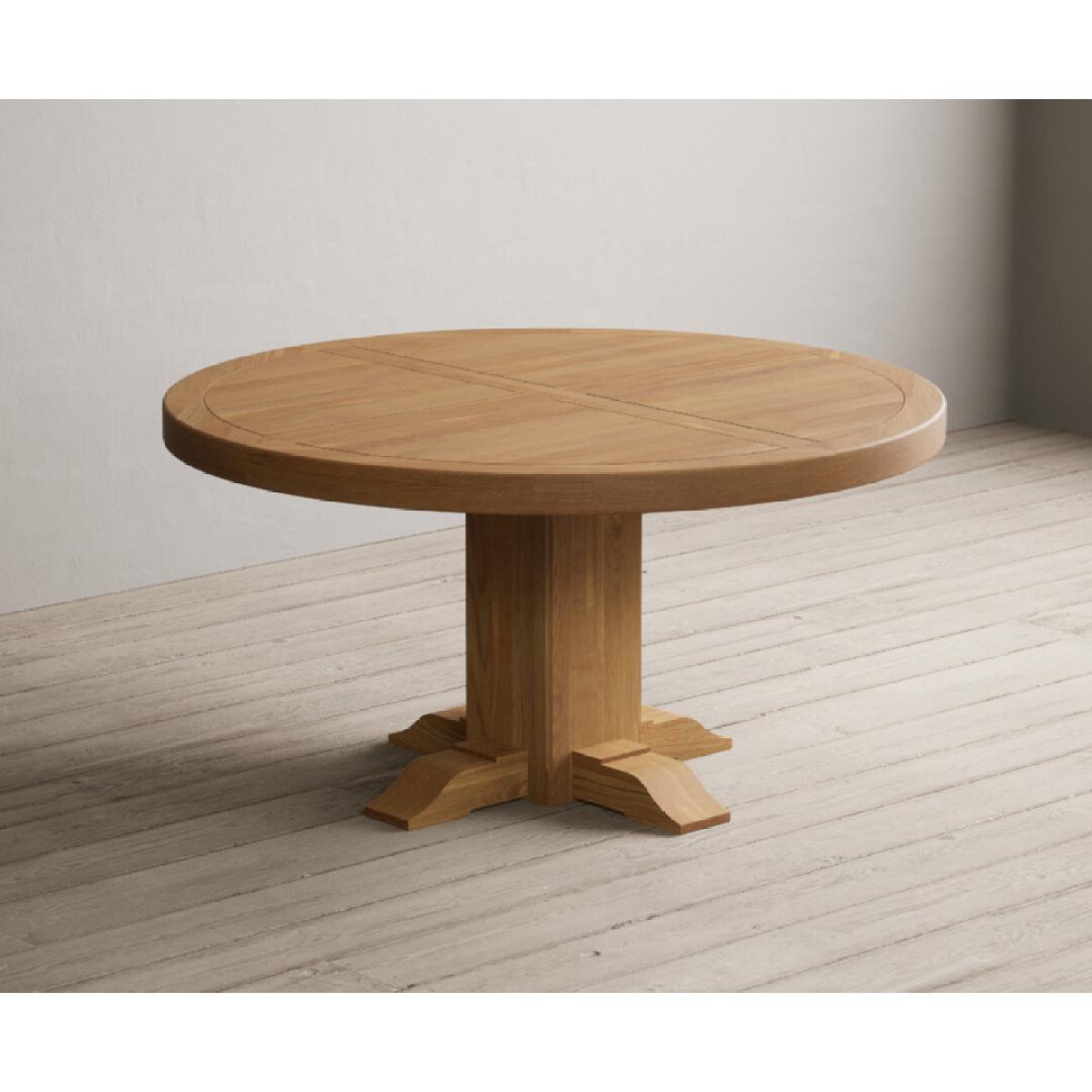 Helmsley 150cm Round Oak Dining Table with 4 Natural Scroll Back Chairs – image 43