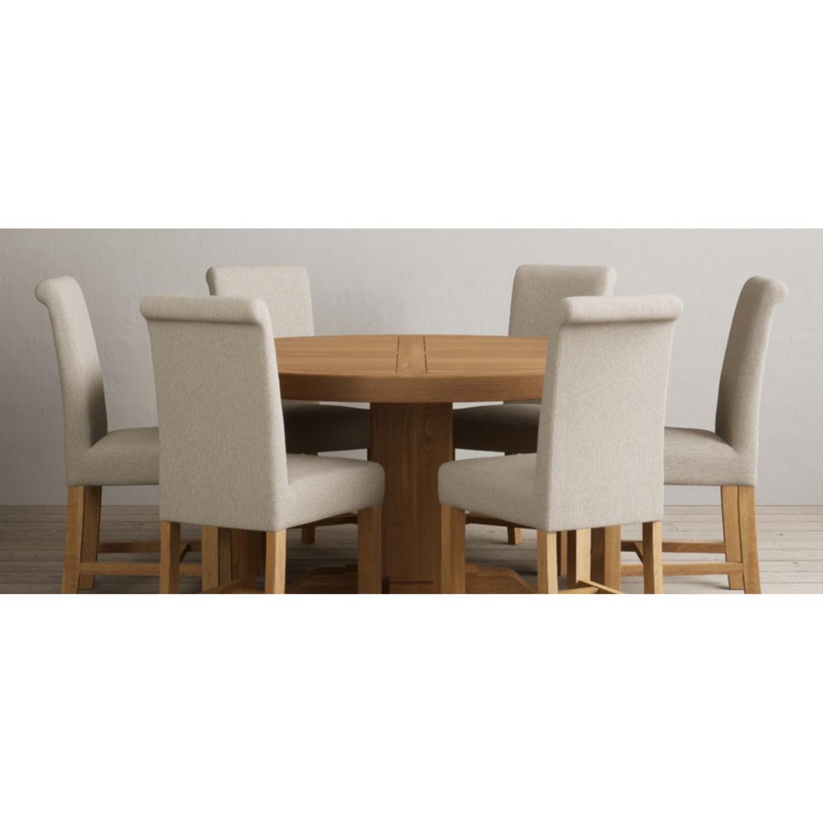 Helmsley 150cm Round Oak Dining Table with 4 Natural Scroll Back Chairs – image 46