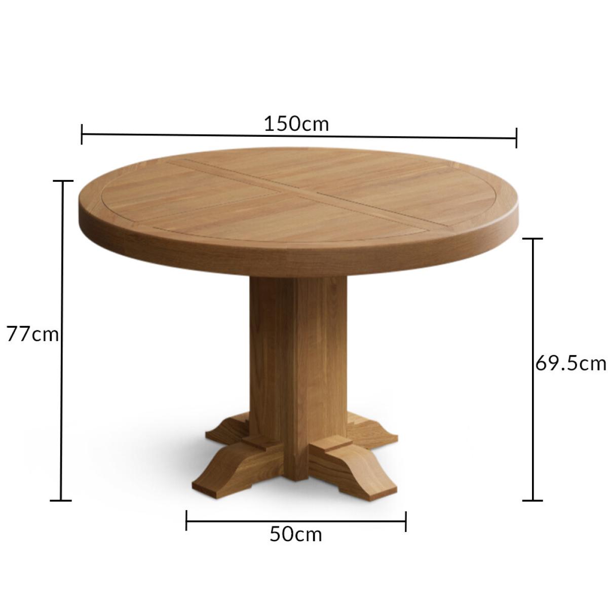 Helmsley 150cm Round Oak Dining Table with 4 Natural Scroll Back Chairs – image 47
