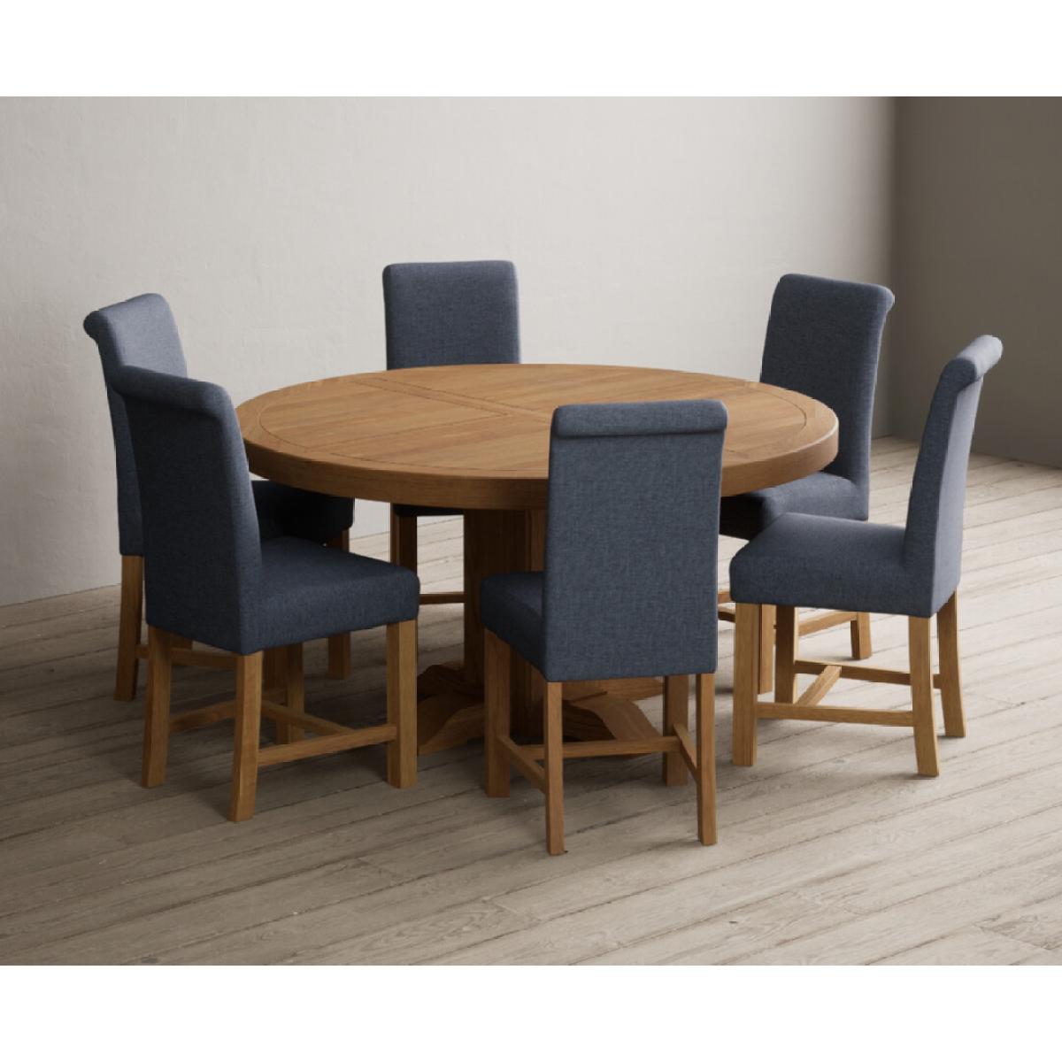 Helmsley 150cm Round Oak Dining Table with 4 Natural Scroll Back Chairs – image 6