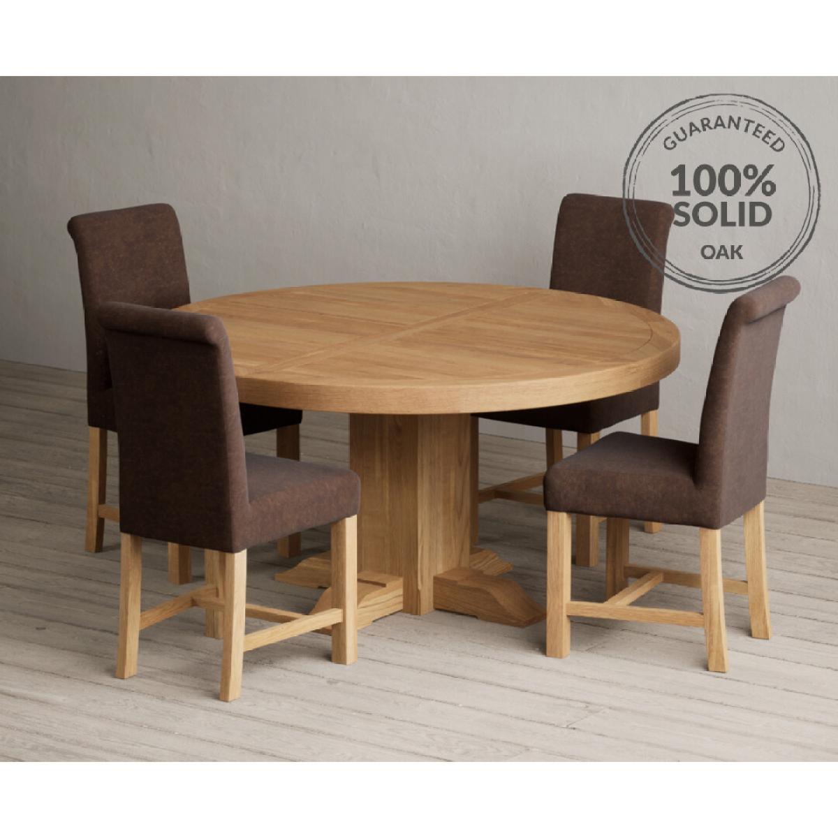 Helmsley 150cm Round Oak Dining Table with 4 Natural Scroll Back Chairs – image 9